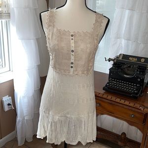 NWOT Free People cream lace button down knit mini dress size S!